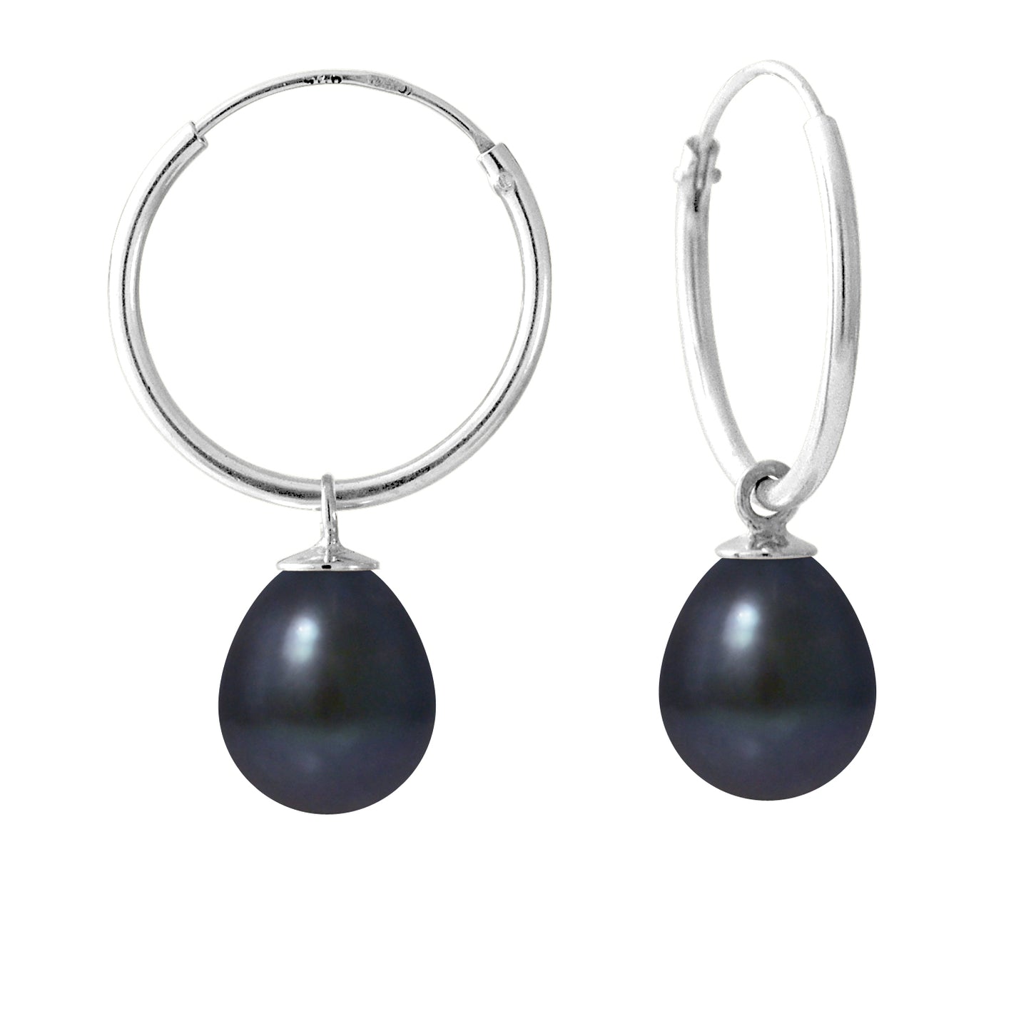 Boucles d'Oreilles- Perles de Culture d'Eau Douce- Diamètre 8-9 mm Black Tahiti- Bijou Femme