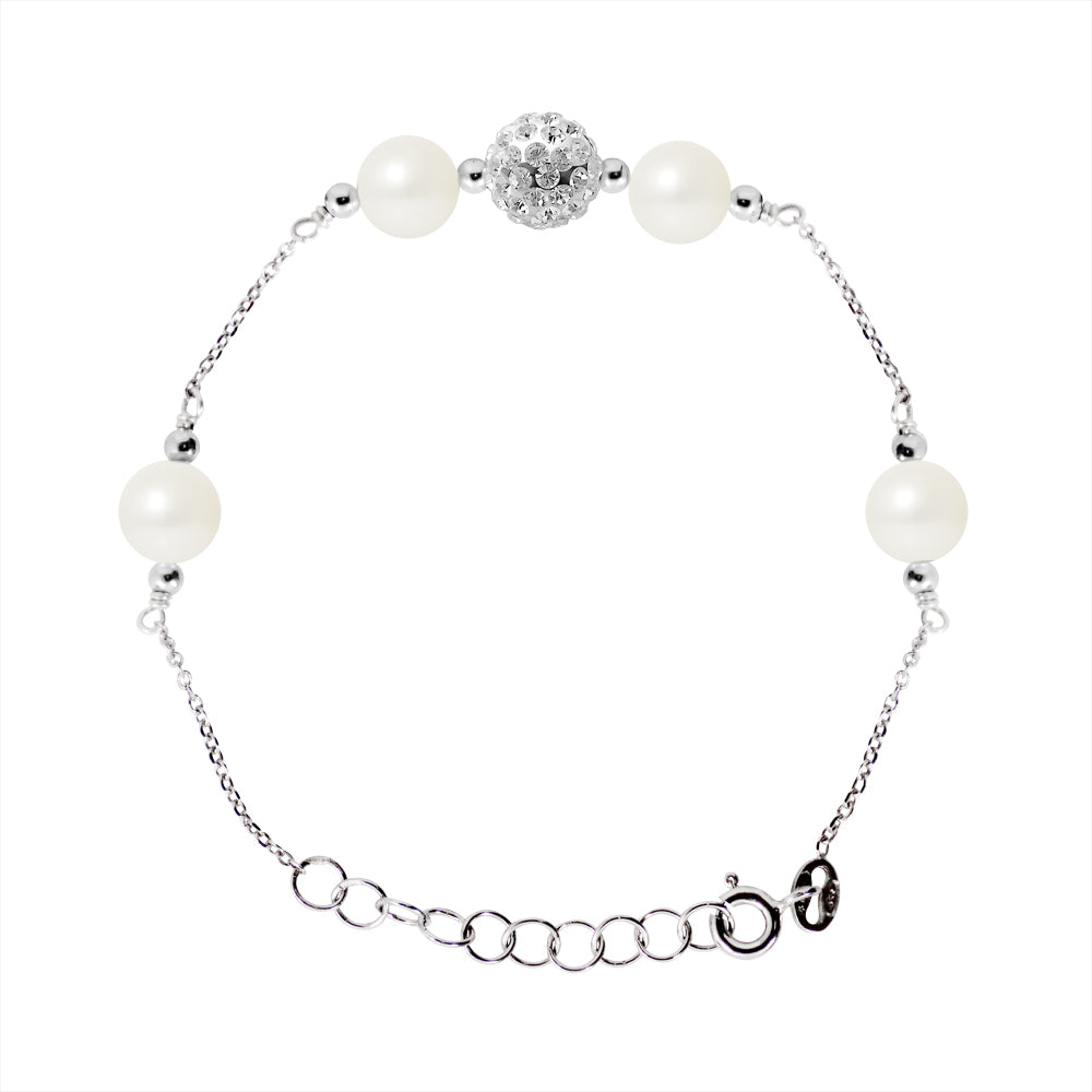 Bracelet 4 Perles de Culture d'Eau Douce- Diamètre 6-7 mm Blanc- Bijou Femme- Argent 925 Millièmes ÿ