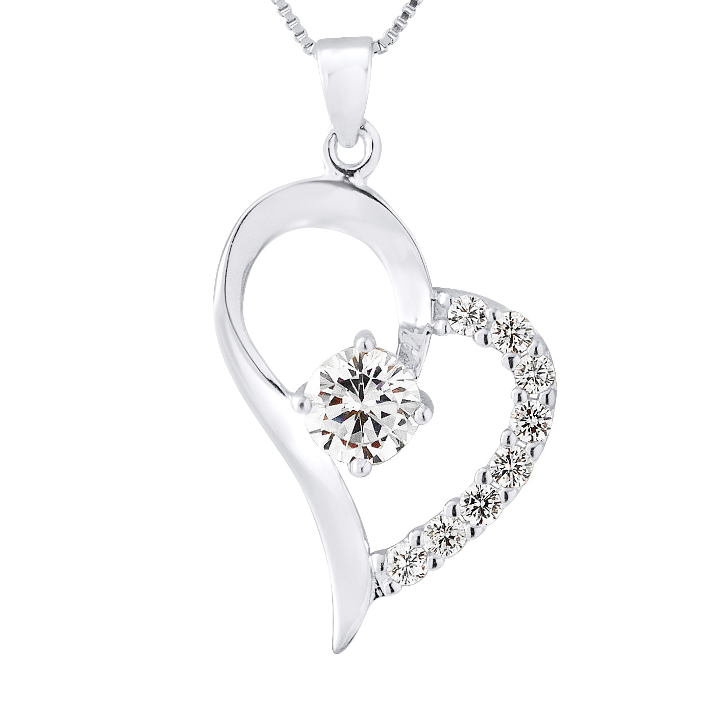 Collier motif "COEUR" en argent 925/1000 et Oxyde de Zirconium