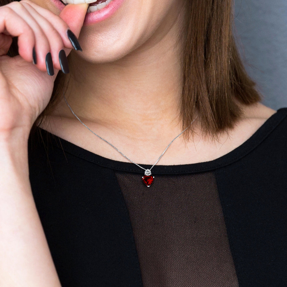 Collier Cœur Cristal Rouge – Argent 925 & Oxyde de Zirconium | Élégance Artisanale | Ton Shop