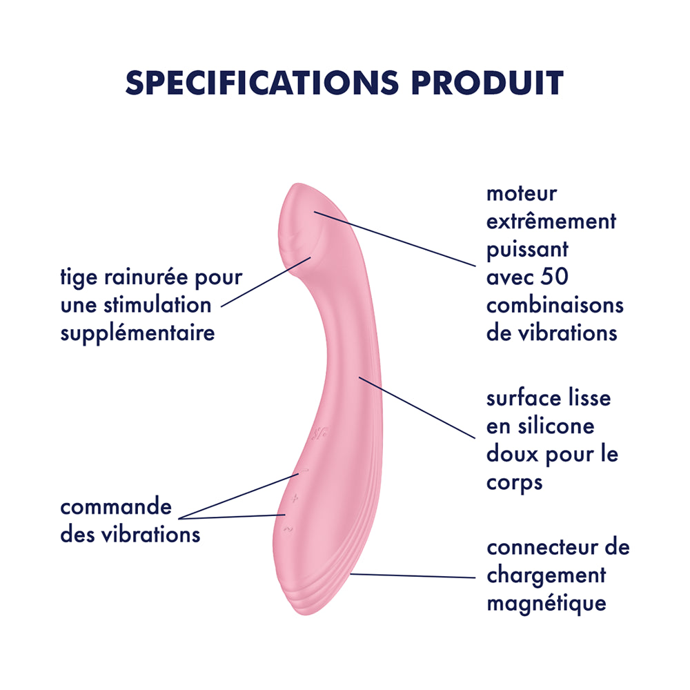 Vibromasseur G spot rose, vibrations fortes G-Force Satisfyer