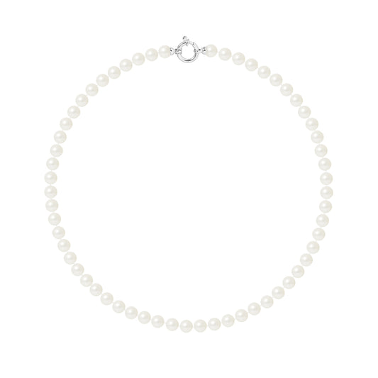 PERLINEA- Collier Perles de Culture Ronde 6-7  mm Blanc- Bijou Femme