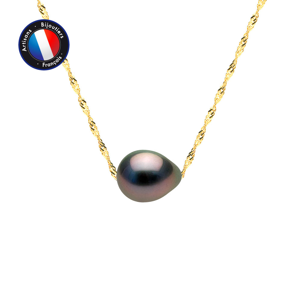 Collier perles de culture Tahiti bouton 8-9 mm | Or jaune artisanal | Ton Shop