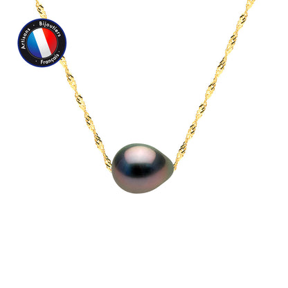 Collier perles de culture Tahiti bouton 8-9 mm | Or jaune artisanal | Ton Shop
