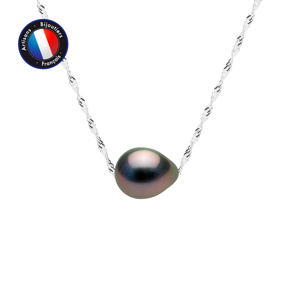 Collier perles de culture Tahiti bouton 8-9 mm | Or blanc artisanal | Ton Shop