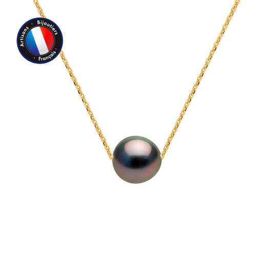 Collier- Perles de Culture de Tahiti- Diamètre 8-9 mm- Bijou Femme- OrJaune