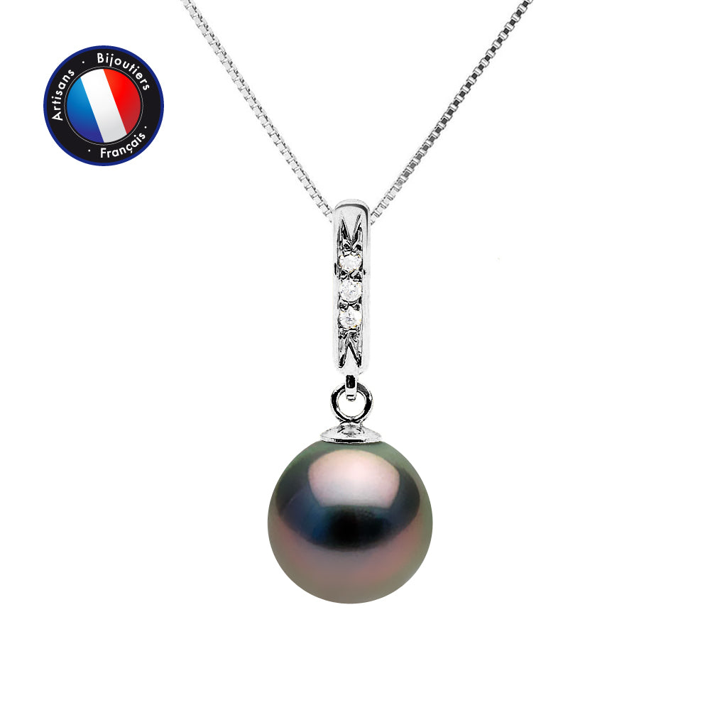 Collier perles de culture Tahiti 8-9 mm | Or blanc artisanal | Ton Shop