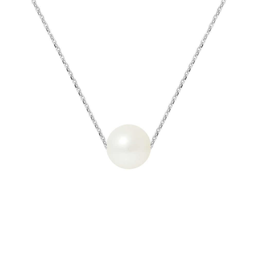 Collier Femme Perle Blanche 8-9 mm – Argent 925 Rhodié – Ton Shop