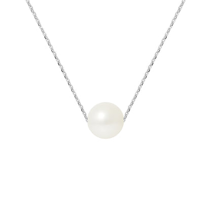 Collier Femme Perle Blanche 8-9 mm – Argent 925 Rhodié – Ton Shop