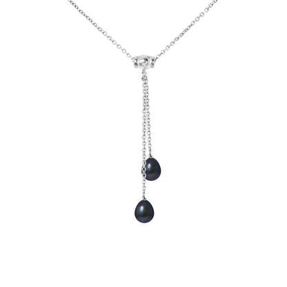 Collier Toi & Moi 2 Perles de Culture d’Eau Douce Black Tahiti 7-8 mm | Argent 925 Millièmes | Ton Shop