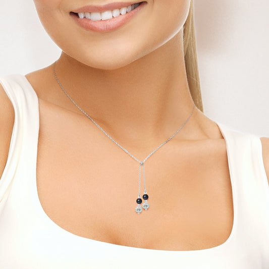 Collier DUO Perles de Culture d'Eau Douce- Diamètre 5-6 mm Black Tahiti- Bijou Femme- Argent 925 Millièmes