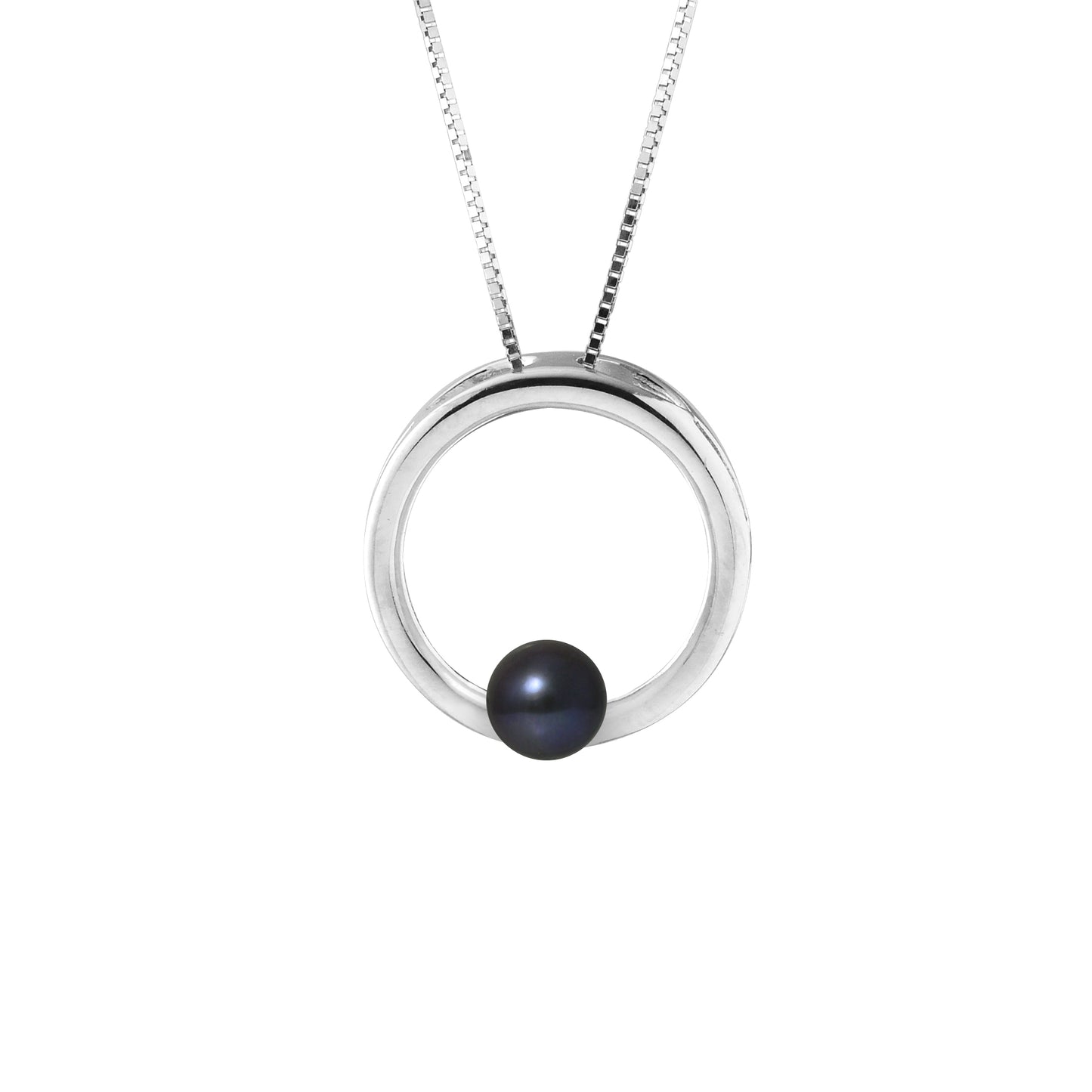 Collier Circle perle de culture Tahiti 6‑7 mm noir | Argent 925 artisanal | Ton Shop