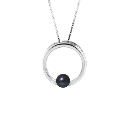 Collier Circle perle de culture Tahiti 6‑7 mm noir | Argent 925 artisanal | Ton Shop