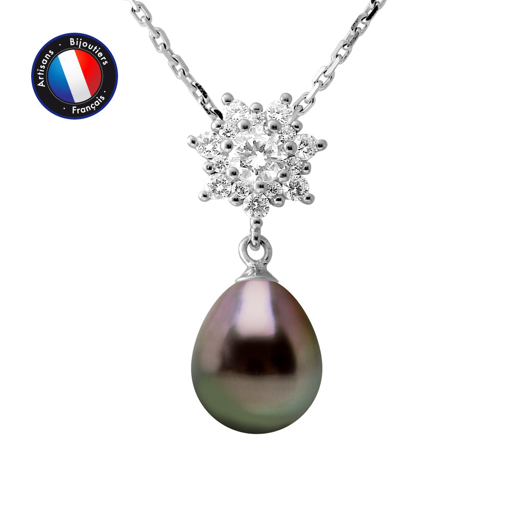 Collier perle de Tahiti poire 8-9 mm | Argent 925 artisanal | Ton Shop